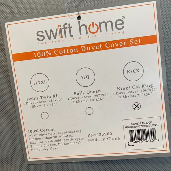 Swift Home 100% Cotton Yarn Dyed Prewashed Chambray Duvet Cover Bedding Set K/CK - Picture 7 of 7